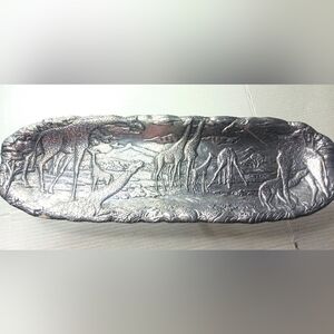 VTG Arthur Court 1988 Safari Bread Serving Platter Tray 18" Cast Aluminum